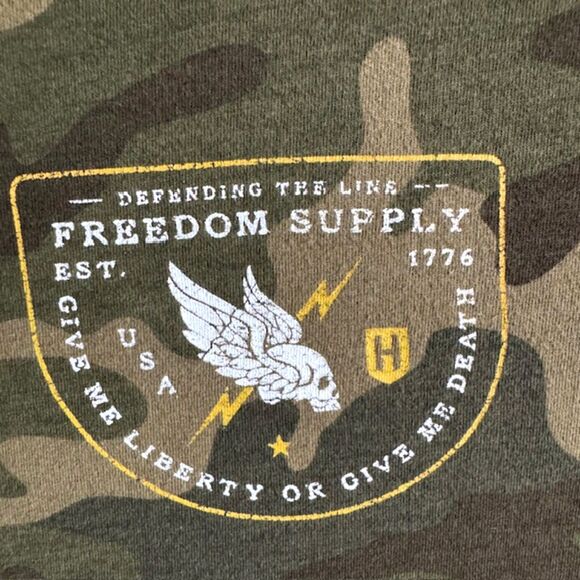 Howitzer Patriot MFG Mens LS Green Camo Shirt Give Me Liberty SZ L USA Tactical - Picture 8 of 15